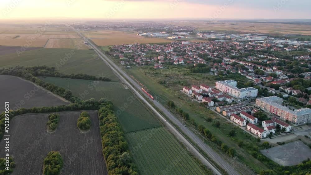Aerial view of Zemun a municipality in the city of Belgrade, Serbia in sunrise
