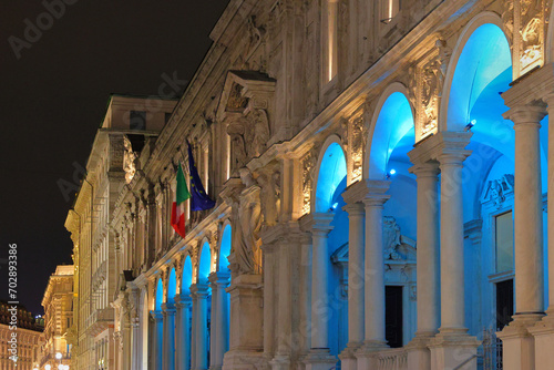 Bilde på lerret palazzo giureconsulti di milano in italia di notte, giureconsulti palace of mila