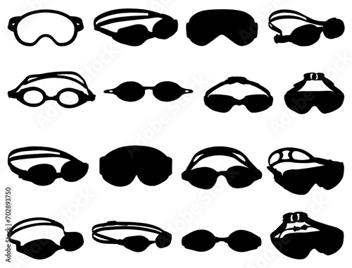 Swimming Goggles silhouette bundle vector art white background photo