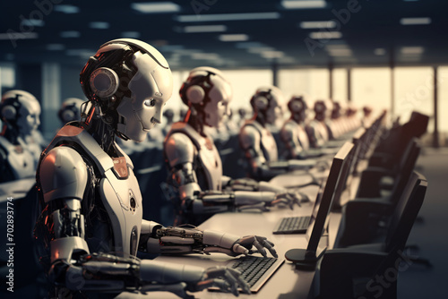 Wallpaper Mural An office full of robots working on computers Torontodigital.ca