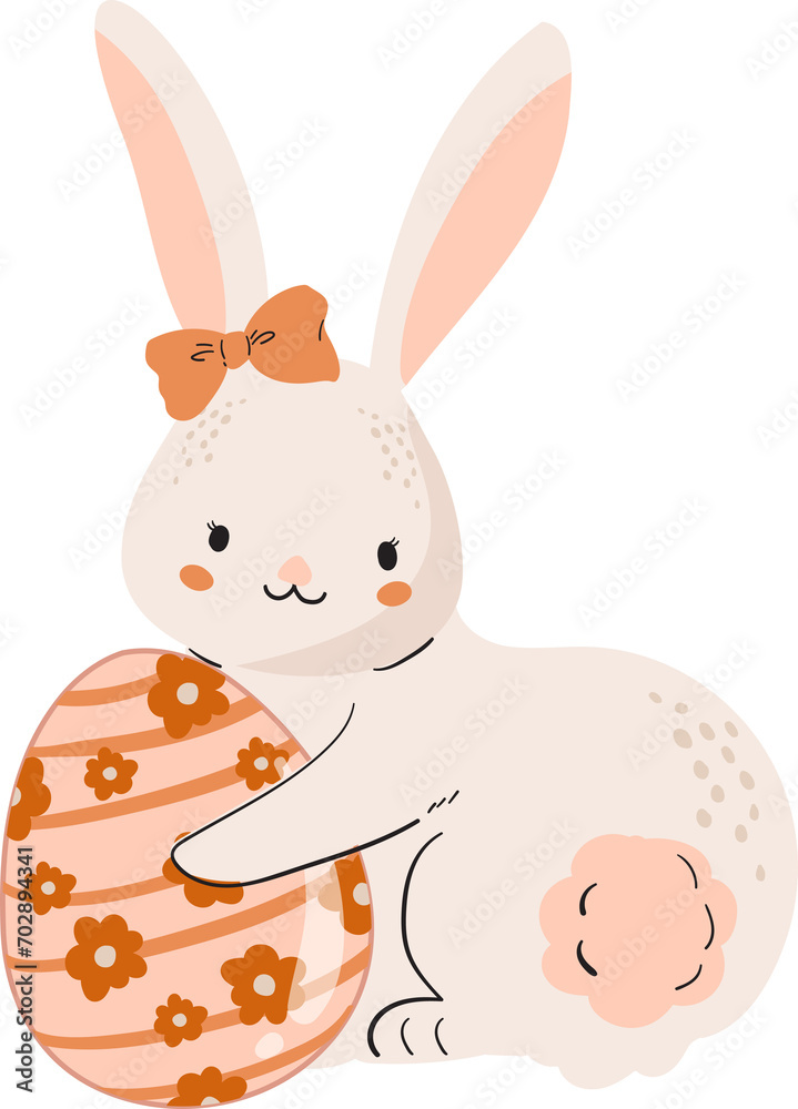 Obraz premium Happy Easter , Easter bunny. Modern egg, bunnies Rabbit spring festive Element