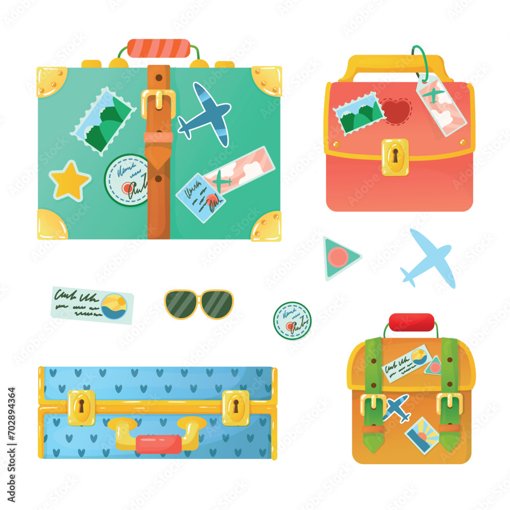 A bright set of suitcases. Personal baggage. Hand luggage. Travel bag. Things for vacation. great illustration! A bright set of suitcases. Personal baggage. Hand luggage. Travel bag. Things for vacation. great illustration!