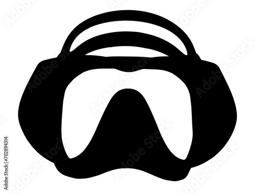 Snorkel diving mask silhouette vector art white background