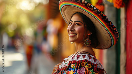 A Mexican Egyptian smiling dancing gorgeous girl in the traditional clothes