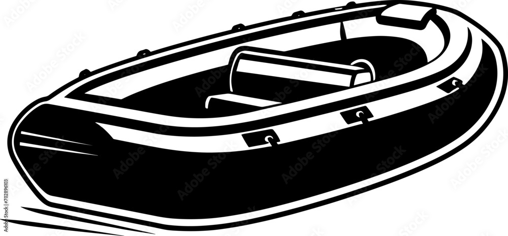 Boat icon. Black silhouette. Side view. Vector flat graphic illustration. The isolated object on a white background. Isolate. AI generated illustration.