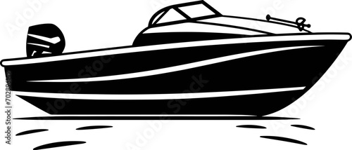 Boat icon. Black silhouette. Side view. Vector flat graphic illustration. The isolated object on a white background. Isolate. AI generated illustration.