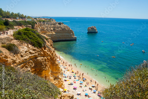 View of the Marina Beach (Praia da Marinha) in Lagoa, Faro District, Algarve, Southern Portugal. photo