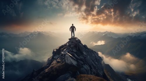 A man on top of a mountain