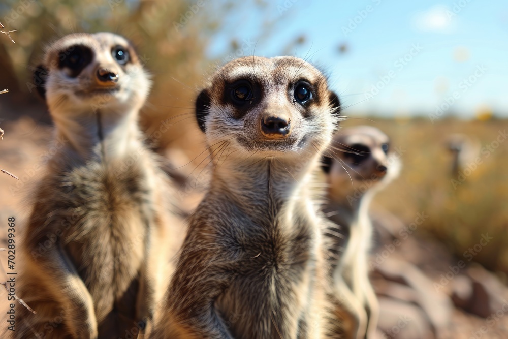 Meerkats as detectives solving a mystery in the desert Meerkats as detectives solving a mystery in the desert