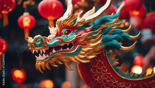 Chinese colorful dragon in the celebration of the Chinese New Year and lunar new year © Adi