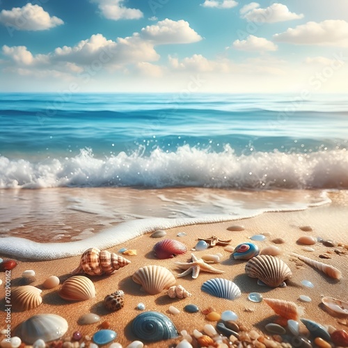 Conchiglie di mare sulla riva photo