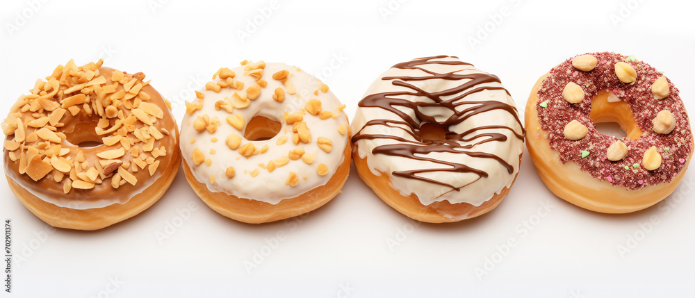 Sweet icing sugar food with glazed sprinkles, doughnut with frosting on white. Sweet icing sugar food with glazed sprinkles, doughnut with frosting on white.