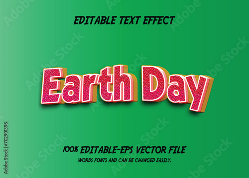 Earth day 3d editable text effect. 3d style