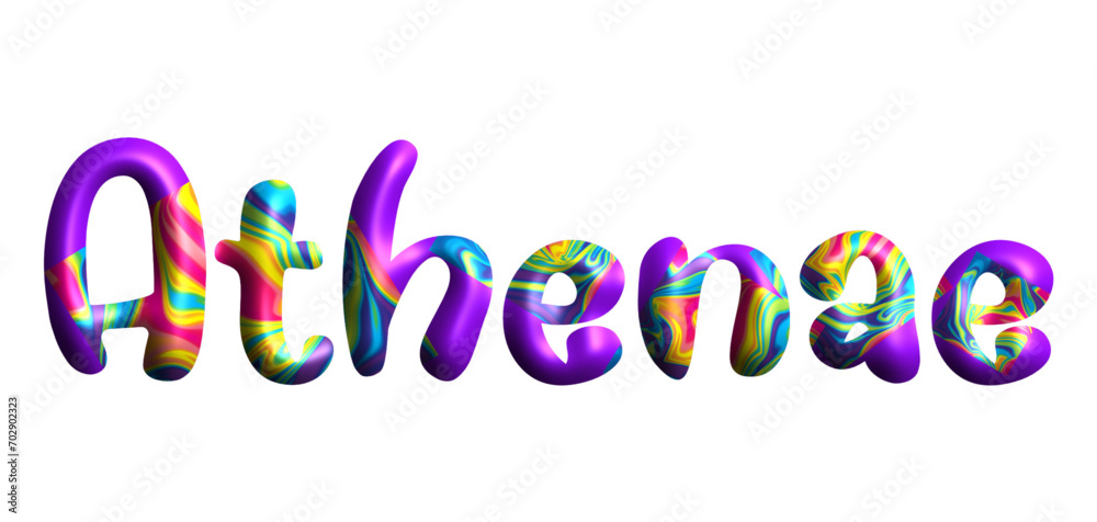 Athenae - Athens - Greek city name written in Latin, vector graphics, multicolored, painting Athenae - Athens - Greek city name written in Latin, vector graphics, multicolored, painting
