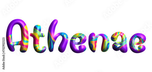 Athenae - Athens - Greek city name written in Latin, vector graphics, multicolored, painting 