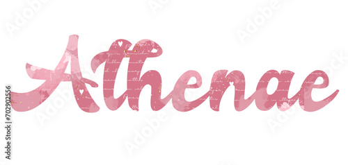 Athenae - Athens - Greek city name written in Latin, vector graphics, pink color