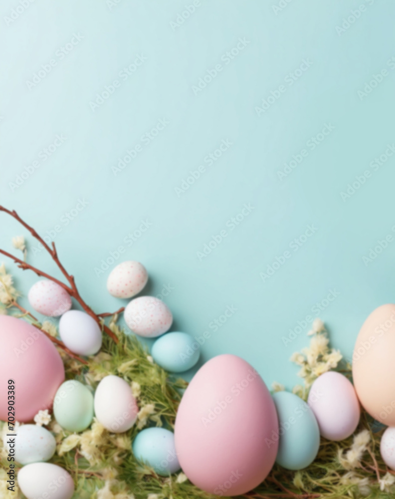 Easter eggs and spring decor. AI