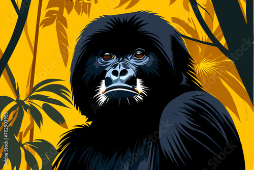 Siamang gibbons with loud calls. vektor icon illustation