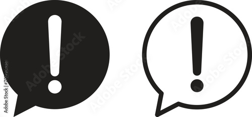 Exclamation with bubble speech icon set in two styles isolated on white background . Vector illustration