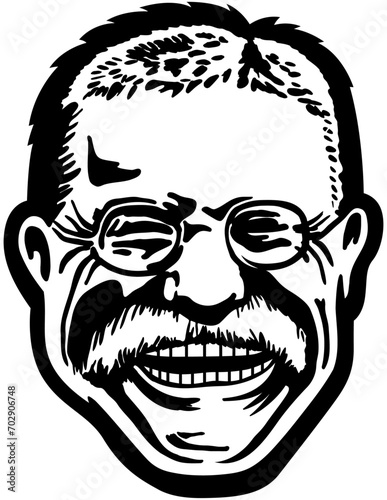 Line art drawing of Theodore Roosevelt, 26th President of the United States of America photo