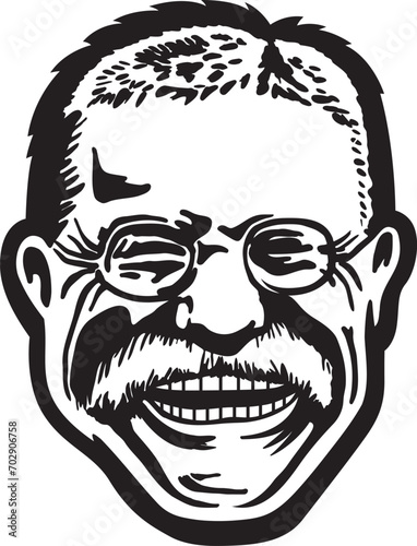 Line art drawing of Theodore Roosevelt, 26th President of the United States of America photo