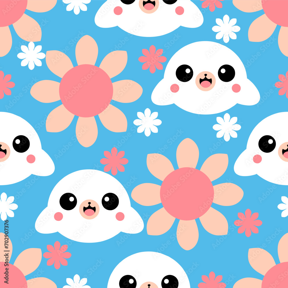 Happy cute sweet seamless wallpaper background vector Happy cute sweet seamless wallpaper background vector