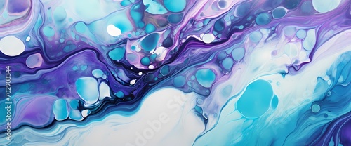 Close-up on a marbled surface showcasing a symphony of colors, with hues of purple, blue, and green intermingling.