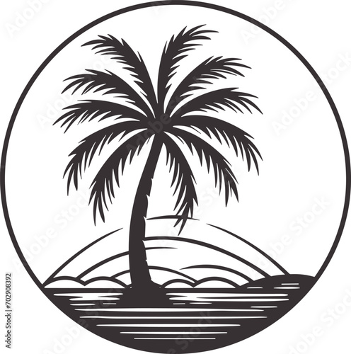 Summer vector black and white, tree