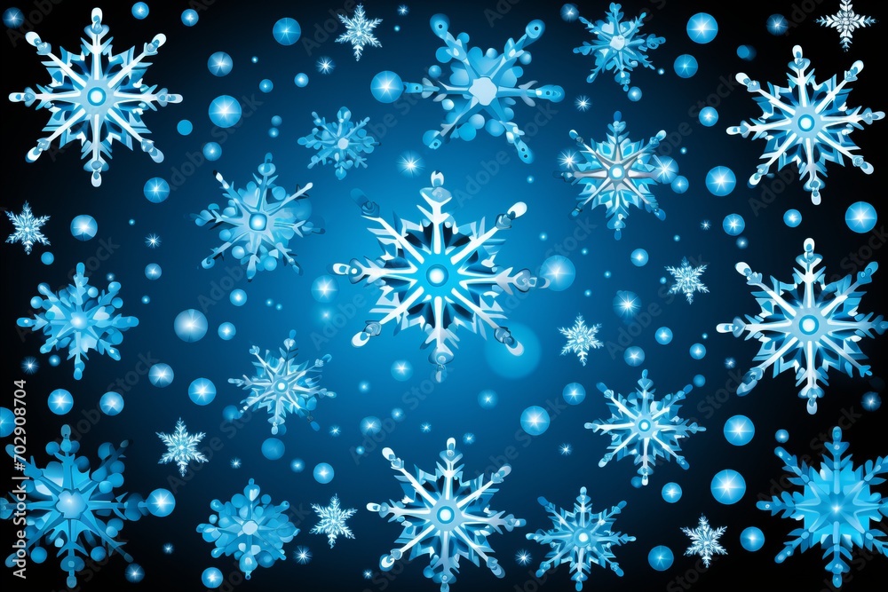 Christmas Background with Sparkling Snowflakes. Winter Wonderland Concept. Cold colors. Christmas Background with Sparkling Snowflakes. Winter Wonderland Concept. Cold colors.