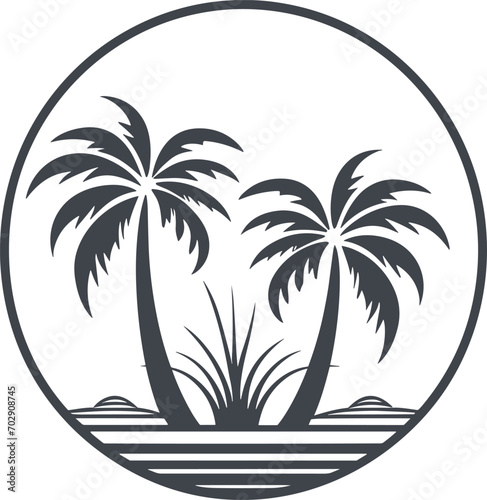 Summer vector black and white, tree