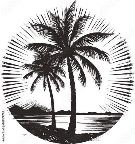 Summer vector black and white, tree