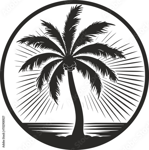 Summer vector black and white, tree