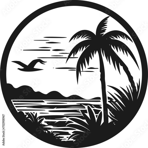 Summer vector black and white, tree