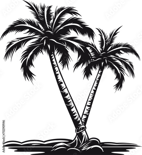Summer vector black and white, tree