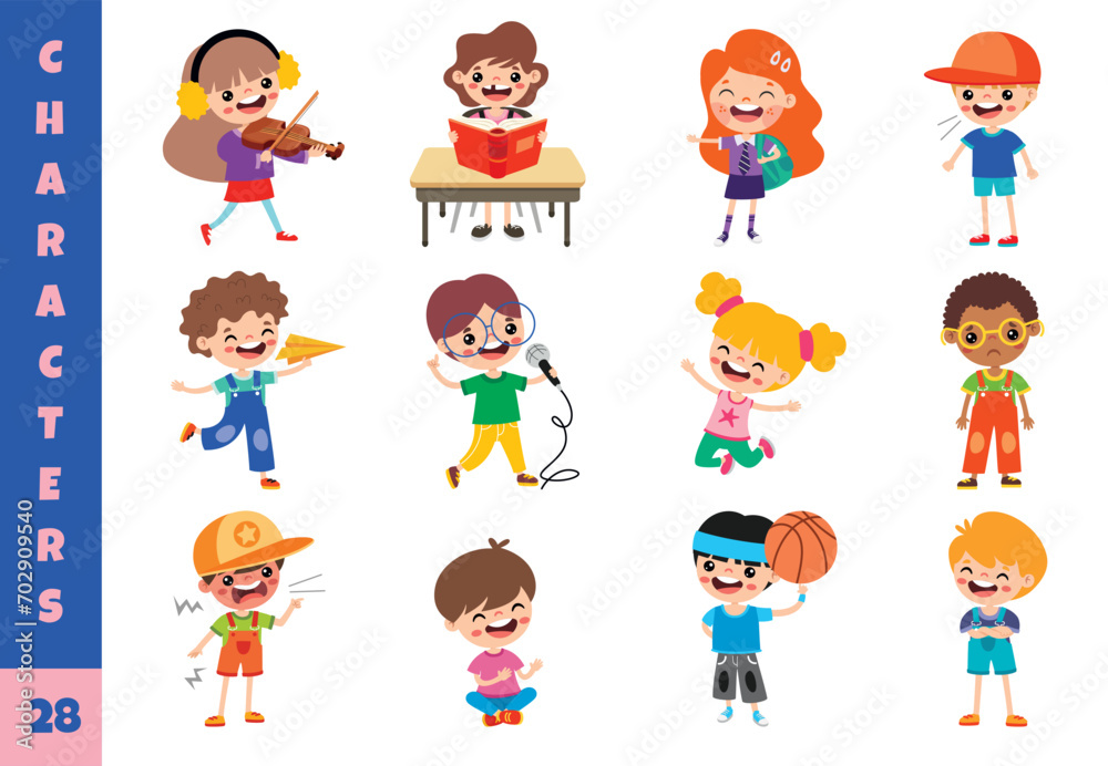 Cartoon Children Doing Different Activities Cartoon Children Doing Different Activities