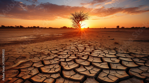 Soil drought cracked landscape sunset