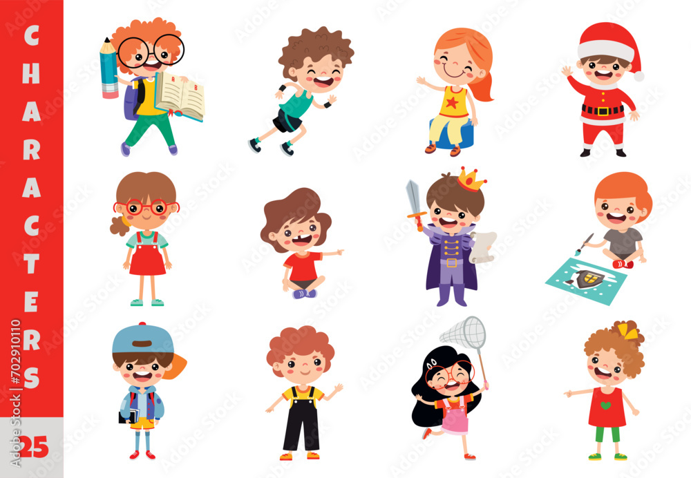 Cartoon Children Doing Different Activities