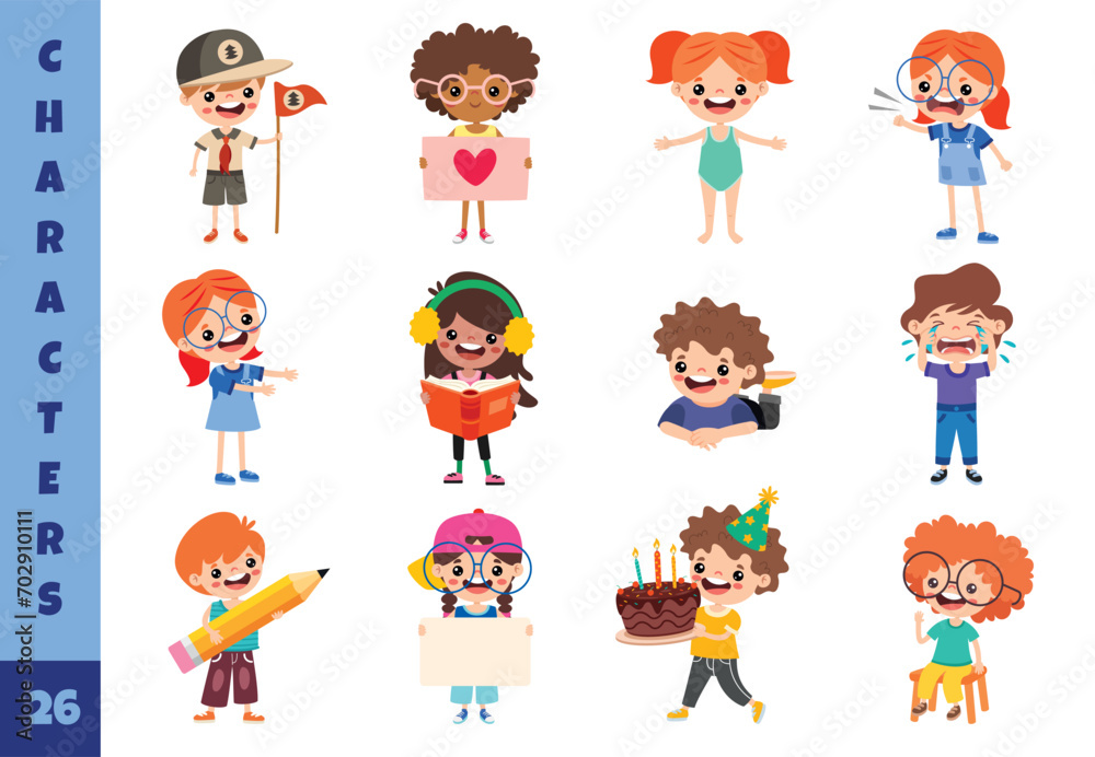 Cartoon Children Doing Different Activities Cartoon Children Doing Different Activities