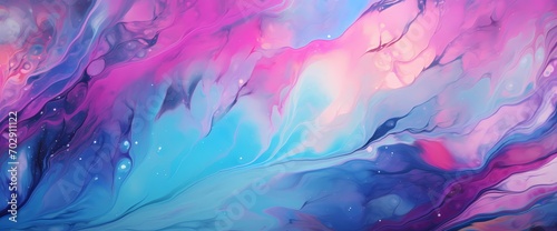 Close-up on a marbled surface  where a symphony of colors unfolds  including vibrant shades of purple  pink  and blue.
