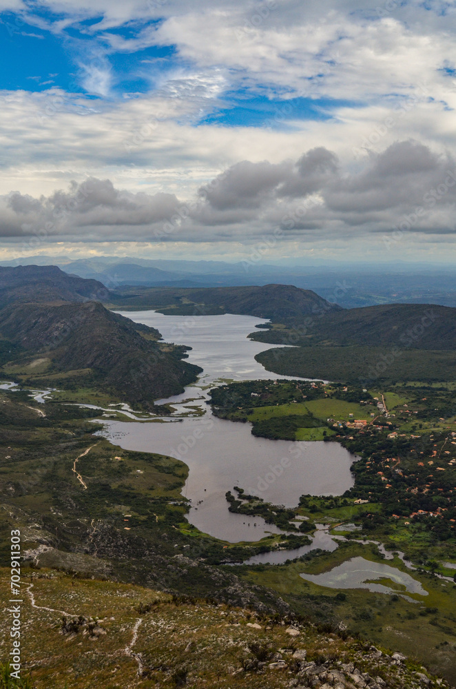 Lake in the village of Lapinha da Serra in the state of Minas Gerais in Brazil.
This lake was formed by an electric power company to generate energy for the region. But its scenic beauty attracts tour