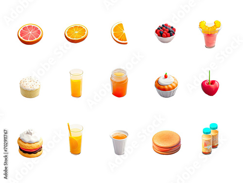 Colorful 3d vector icon set of food and beverage industry.