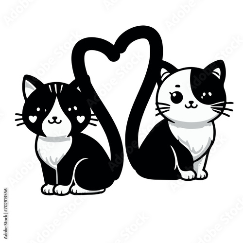 Vector drawings set of cute cats,