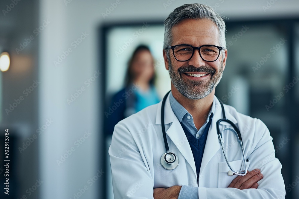 Medical Professional Wearing a White Lab Coat and Stethoscope Medical Professional Wearing a White Lab Coat and Stethoscope
