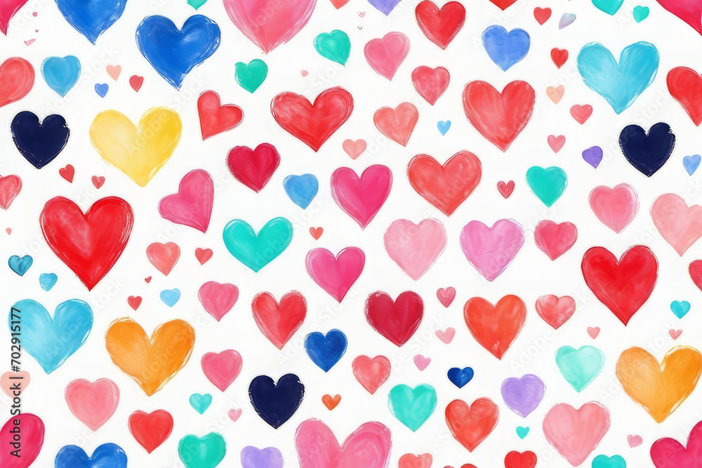 Paining different colorful hearts set. Hand drawn. Generative AI Paining different colorful hearts set. Hand drawn. Generative AI