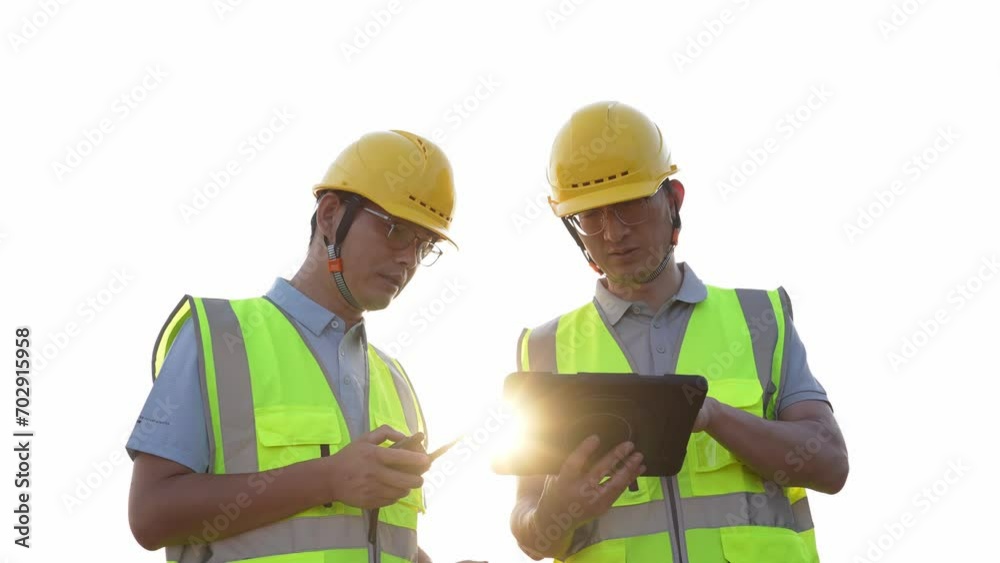 technicians working at sunset technicians working at sunset