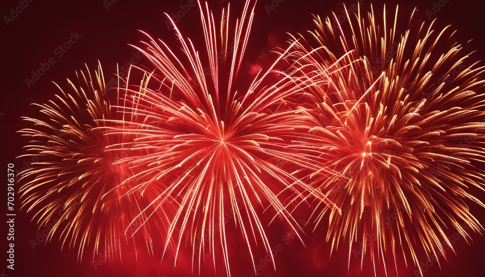 Golden Fireworks on red background, chinese new year concept Golden Fireworks on red background, chinese new year concept
