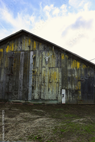 weathered old barn on a farm in the countryside