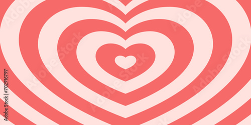 Retro Wallpaper Featuring a Red and White Tunnel Made of Hearts. Dive into the Psychedelic Vibes of the 70s