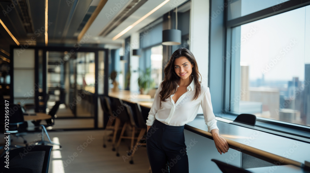 Beautiful brunette woman in stylish business clothes. Successful strong woman, office worker, manager. Beautiful brunette woman in stylish business clothes. Successful strong woman, office worker, manager.