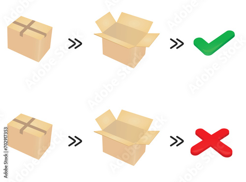 Closed and open box. vector